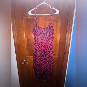 SHEIN Pink and Black Animal Print Dress